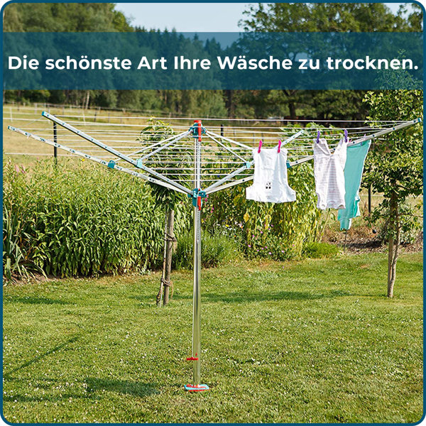 Rebrilliant Wäschespinne Idea 60m inkl. Bodenhülse und Schutzhülle